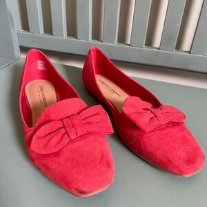 Christian Siriano Red Suede Flats with Bow